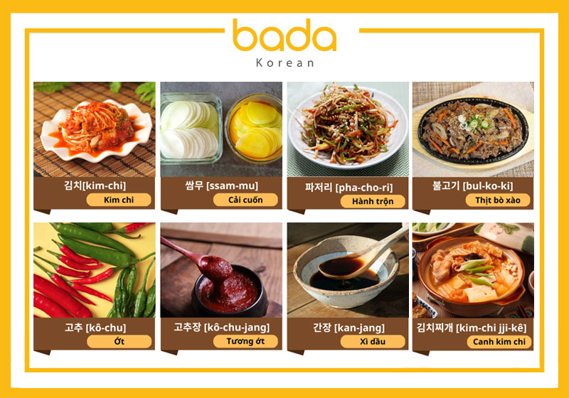 từ vựng tiếng Hàn về món ăn