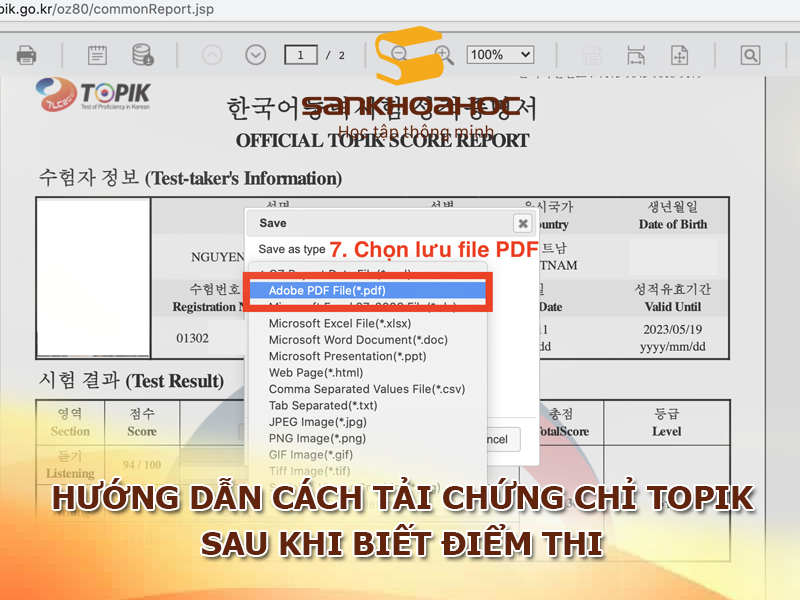 Hướng dẫn cách tải chứng chỉ TOPIK sau khi biết điểm thi