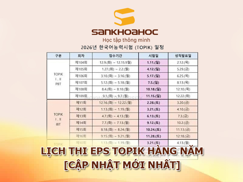 Lịch thi EPS TOPIK Hàng năm [Cập nhật mới nhất]