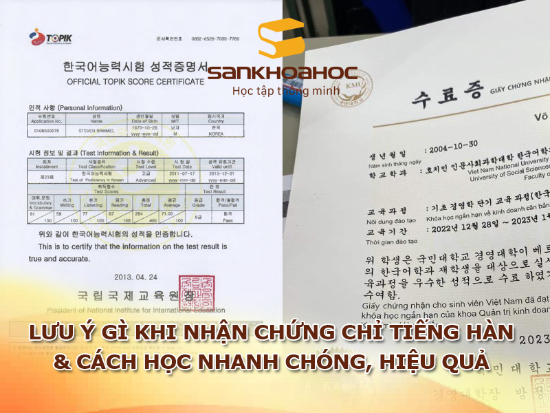 Lưu ý gì khi nhận chứng chỉ tiếng Hàn & cách học nhanh chóng, hiệu quả